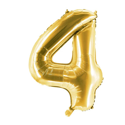 Globo con el número 4, dorado, sin llenar, 1 m