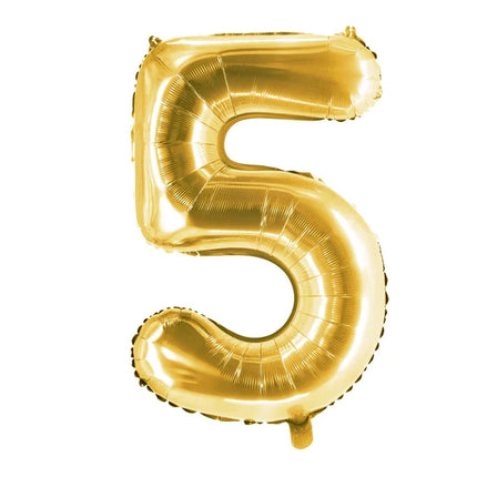 Globo dorado con el número 5, sin gas, 1 m