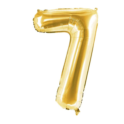 Globo con el número 7, dorado, sin gas, 1 m