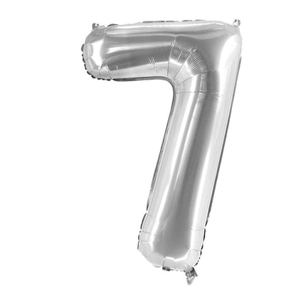 Globo con el número 7, plateado, sin llenar, 1 m