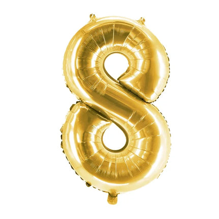Globo con el número 8, dorado, sin llenar, 1 m