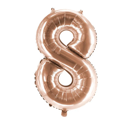 Globo con el número 8, color oro rosa, sin imprimir, 1 m
