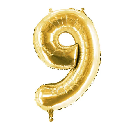 Globo con el número 9 dorado, 1 m, vacío