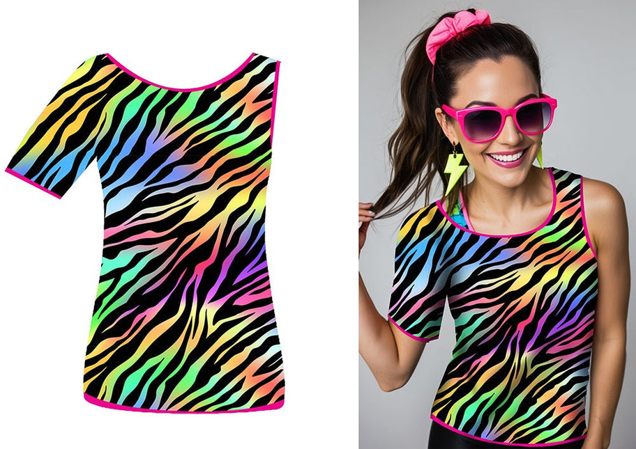 Zebra Shirt Gekleurd Dames van Fiestas Guirca koop je bij Partywinkel