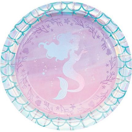 Zeemeermin Borden Holografisch 18cm 8st van Creative Converting koop je bij Partywinkel