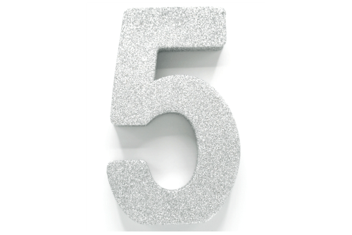 Zilver Tafeldecoratie Cijfer 5 Glitter 20,5cm van WeFiesta koop je bij Partywinkel
