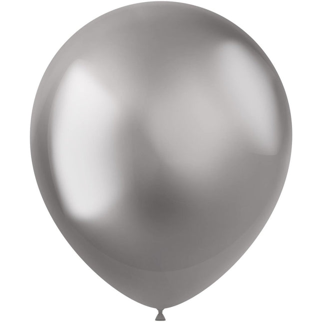 Zilveren Ballonnen Chroom 33cm 10st van Folat koop je bij Partywinkel