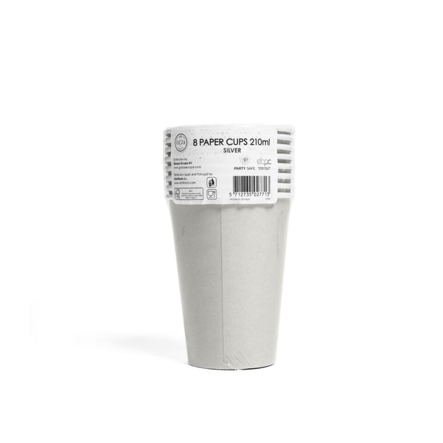 Zilveren Bekers Papier 210ml 8st van WeFiesta koop je bij Partywinkel