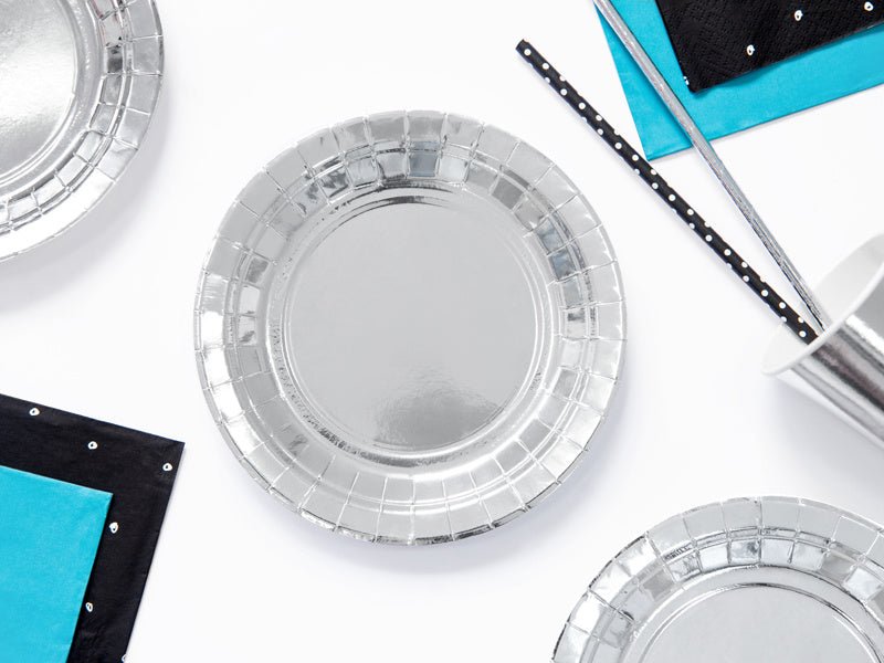 Zilveren Borden 18cm 6st van Partydeco koop je bij Partywinkel