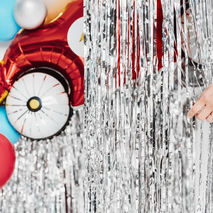 Zilveren Deurgordijn Metallic Folie 2m van Partydeco koop je bij Partywinkel