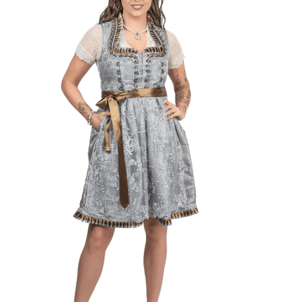 Zilveren Dirndl Jurk Oktoberfest Dames 2 Delig van Haus Huberts koop je bij Partywinkel