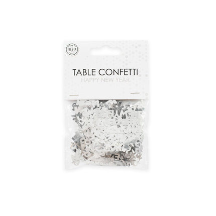 Zilveren Happy New Year Tafelconfetti 14g van WeFiesta koop je bij Partywinkel