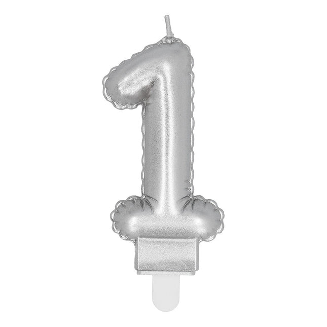 Zilveren Kaars 1 Jaar 8cm van Boland koop je bij Partywinkel