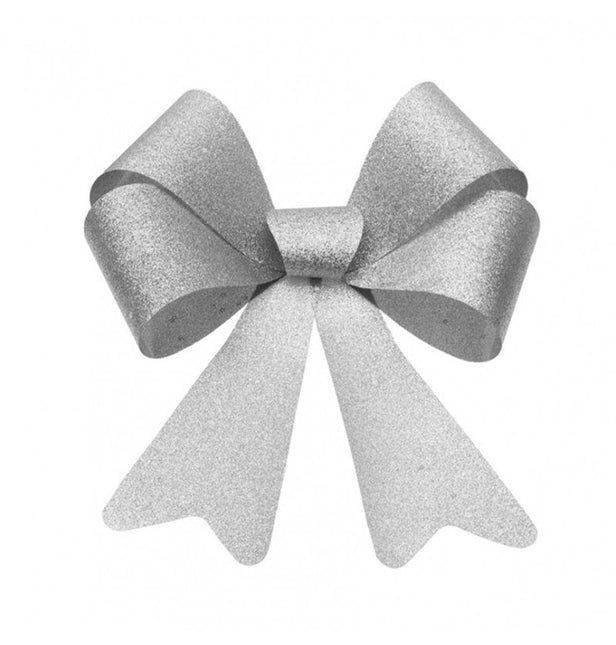 Zilveren Strik Glitter 51cm van CHAKS koop je bij Partywinkel