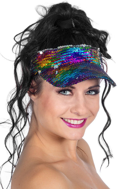 Zonneklep rainbow pailletten - Partywinkel - 8720059025503