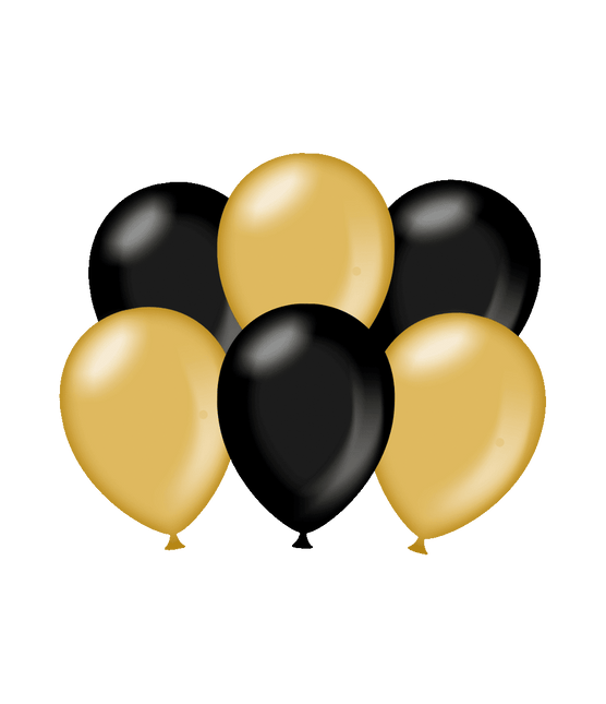 Zwart Gouden Ballonnen Metallic 30cm 6st van Paper Dreams koop je bij Partywinkel