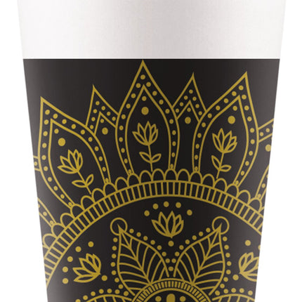 Zwart Gouden Beker Mandala 200ml 8st van Procos koop je bij Partywinkel