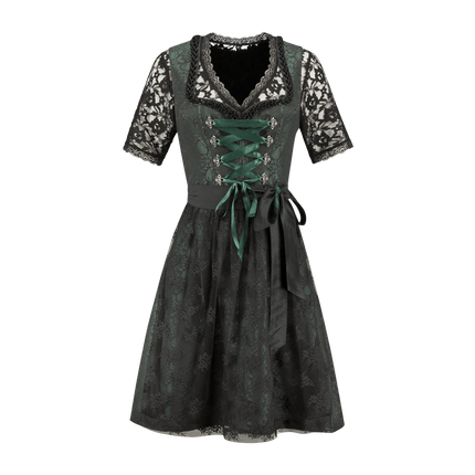 Zwart Groene Dirndl Jurk Oktoberfest Dames Jaquard van Haus Huberts koop je bij Partywinkel