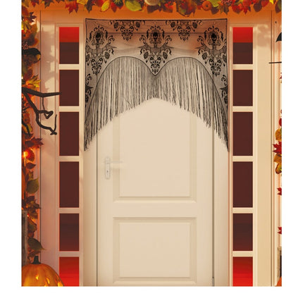 Zwart Halloween Deurgordijn Kant Met Slierten van Fiestas Guirca koop je bij Partywinkel