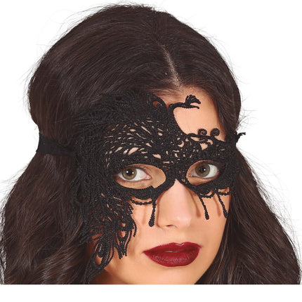 Zwart Oogmasker Kant Half van Fiestas Guirca koop je bij Partywinkel