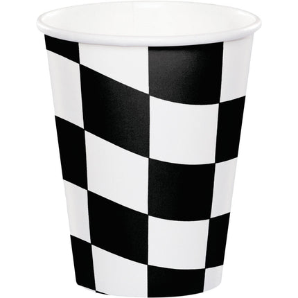 Zwart Witte Bekers Geblokt 256ml 8st van Creative Converting koop je bij Partywinkel