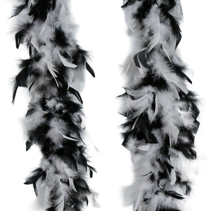 Zwart Witte Boa Veren 80gr van Fiestas Guirca koop je bij Partywinkel