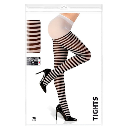 Zwart Witte Panty Gestreept van Widmann koop je bij Partywinkel