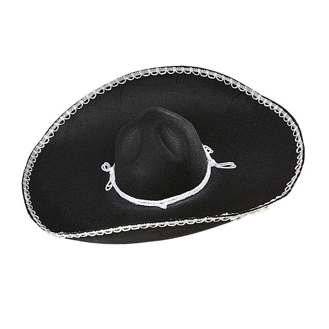 Zwart Witte Sombrero 55cm van Widmann koop je bij Partywinkel