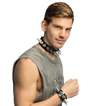 Zwart Zilveren Armband Spikes van Boland koop je bij Partywinkel