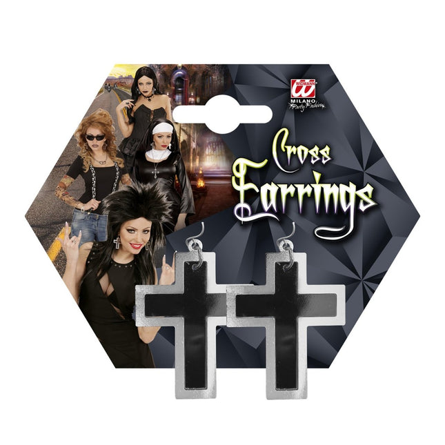 Zwart Zilveren Oorbellen van Widmann koop je bij Partywinkel