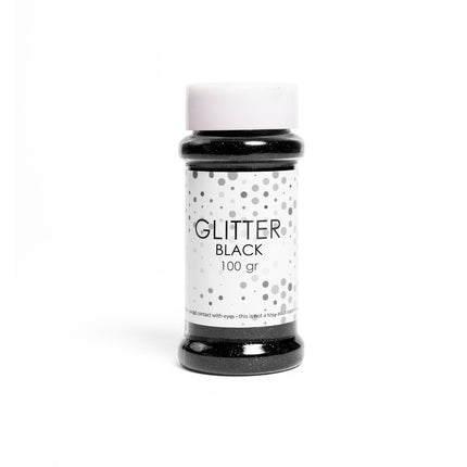 Zwarte Glitters 100gr van WeFiesta koop je bij Partywinkel