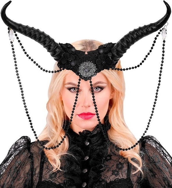 Zwarte Haarband Hoorns van Widmann koop je bij Partywinkel