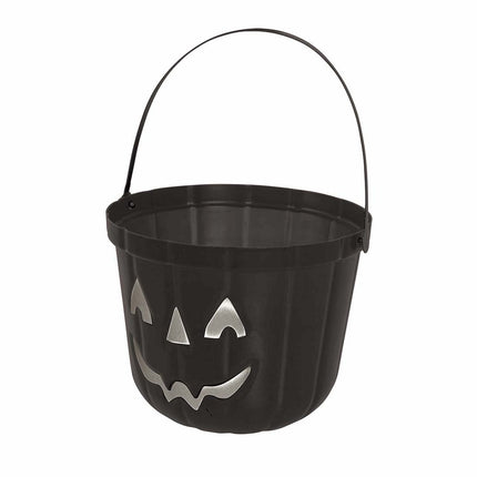 Zwarte Halloween Snoep Emmer Pompoen 20cm van Fiestas Guirca koop je bij Partywinkel