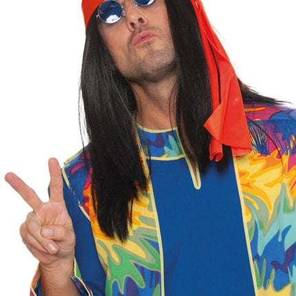 Zwarte Hippie Pruik van Wilbers & Wilbers koop je bij Partywinkel
