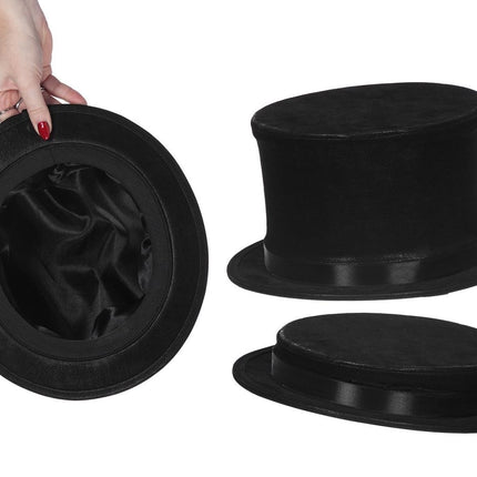 Zwarte Hoge Hoed Inklapbaar van Wilbers & Wilbers koop je bij Partywinkel