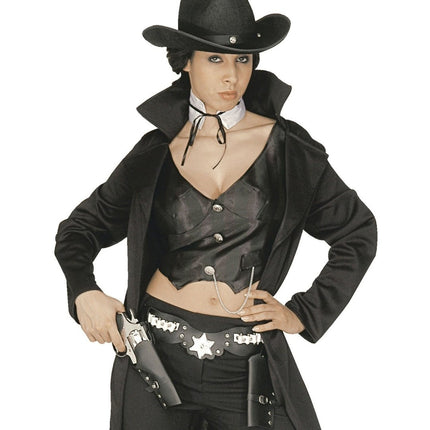 Zwarte Holster Cowboy Dubbel van Widmann koop je bij Partywinkel
