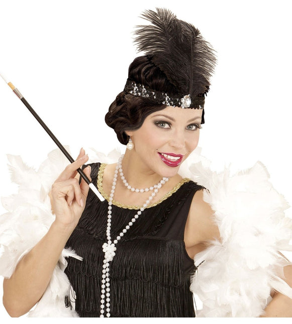 Zwarte Hoofdband Met Veer van Widmann koop je bij Partywinkel