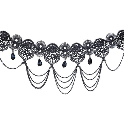 Zwarte Ketting Kant En Stenen van Fiestas Guirca koop je bij Partywinkel