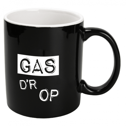 Zwarte Mok Gas D'R Op 12cm van Paper Dreams koop je bij Partywinkel