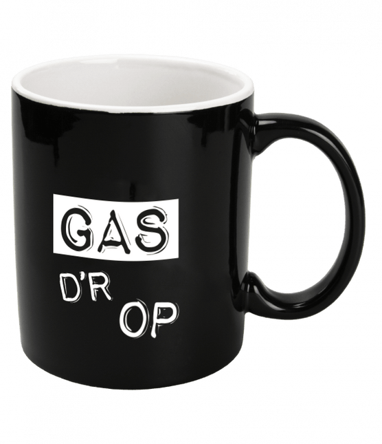 Zwarte Mok Gas D'R Op 12cm van Paper Dreams koop je bij Partywinkel