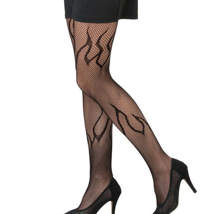 Zwarte Netpanty met Vlammen van CHAKS koop je bij Partywinkel