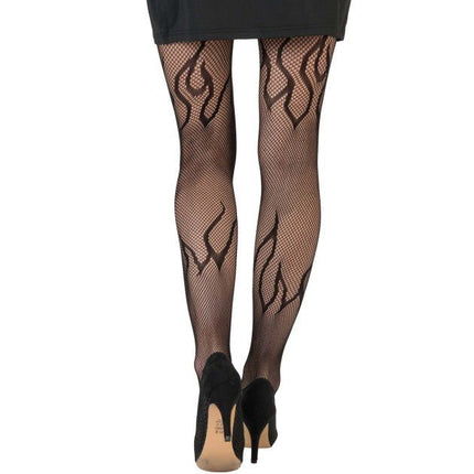 Zwarte Netpanty met Vlammen van CHAKS koop je bij Partywinkel