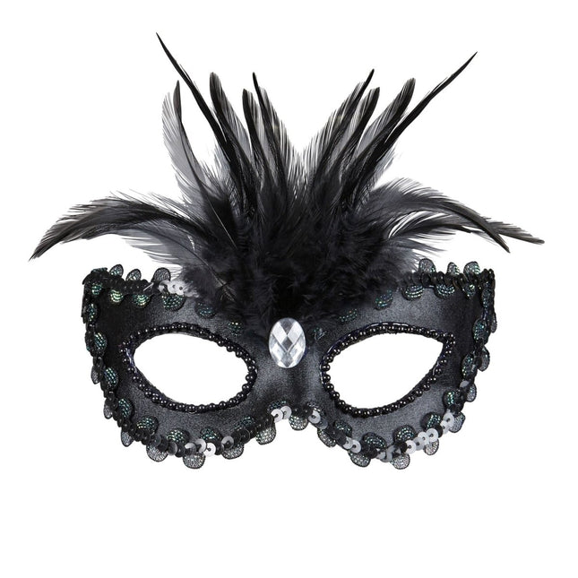 Zwarte Oogmasker Pailletten En Glitters van Widmann koop je bij Partywinkel