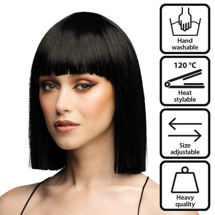 Zwarte Pruik Bob Met Pony van Boland koop je bij Partywinkel