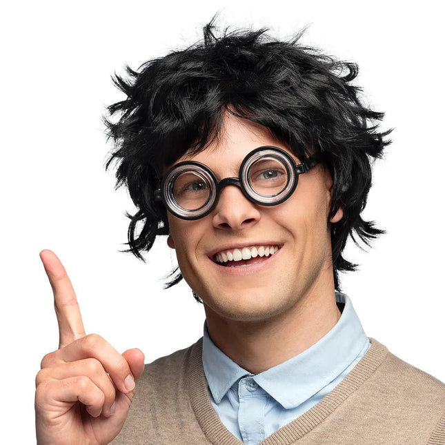 Zwarte Pruik Nerd van Boland koop je bij Partywinkel