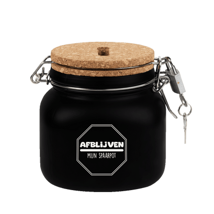 Zwarte Spaarpot Afblijven 12,5cm - Partywinkel - 8716764240300