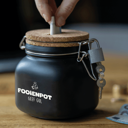 Zwarte Spaarpot Fooienpot 12,5cm - Partywinkel - 8716764239823