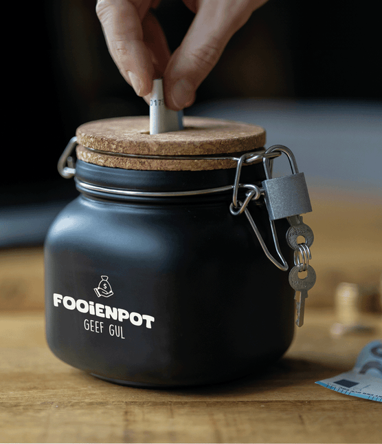 Zwarte Spaarpot Fooienpot 12,5cm - Partywinkel - 8716764239823
