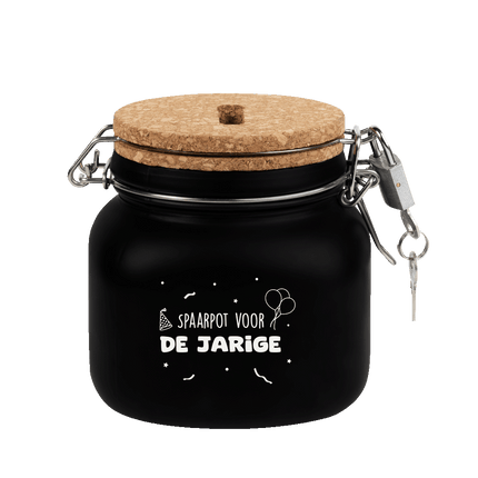 Zwarte Spaarpot Jarige 12,5cm - Partywinkel - 8716764240157