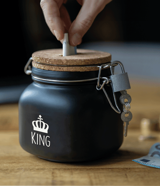 Zwarte Spaarpot King 12,5cm - Partywinkel - 8716764239731